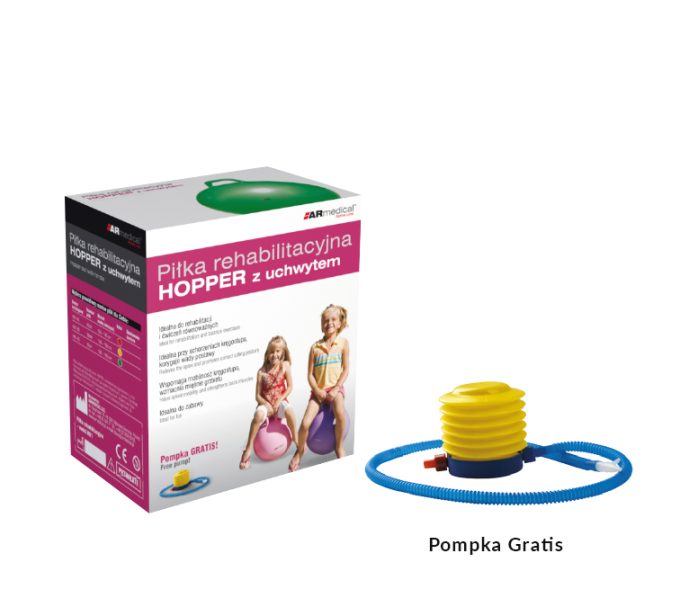Fizioterapijas bumba HOPPER zaļa 55 cm. ar rokturi un pumpi - Image 2