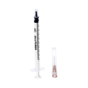 Tuberkulīna šļirce ar adatu, sterils, 1 ml, 0,45x13mm, balts virzulis, bez ftalātiem, A100